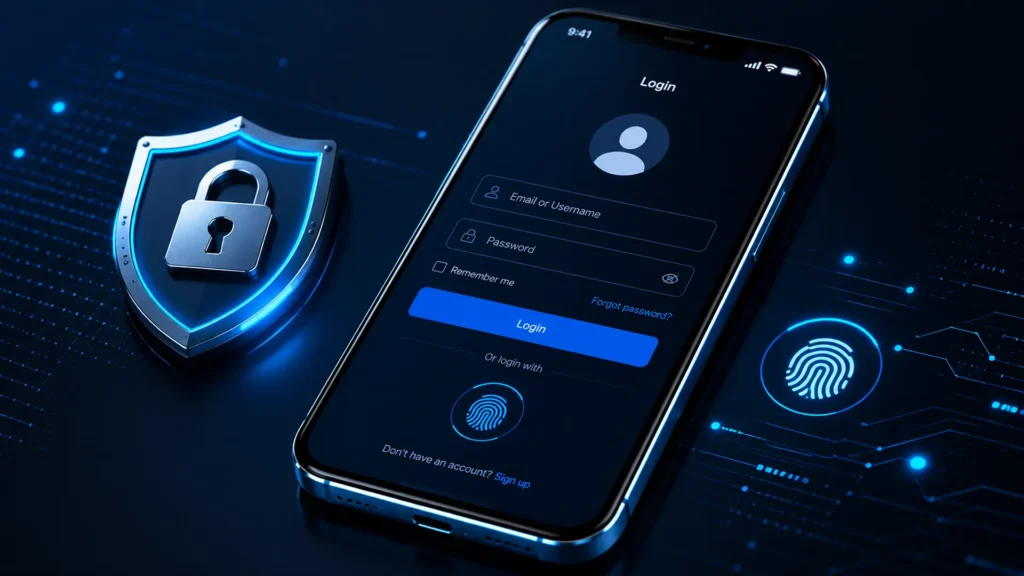 Secure Lotus Exchange 2 login interface with user authentication on a smartphone